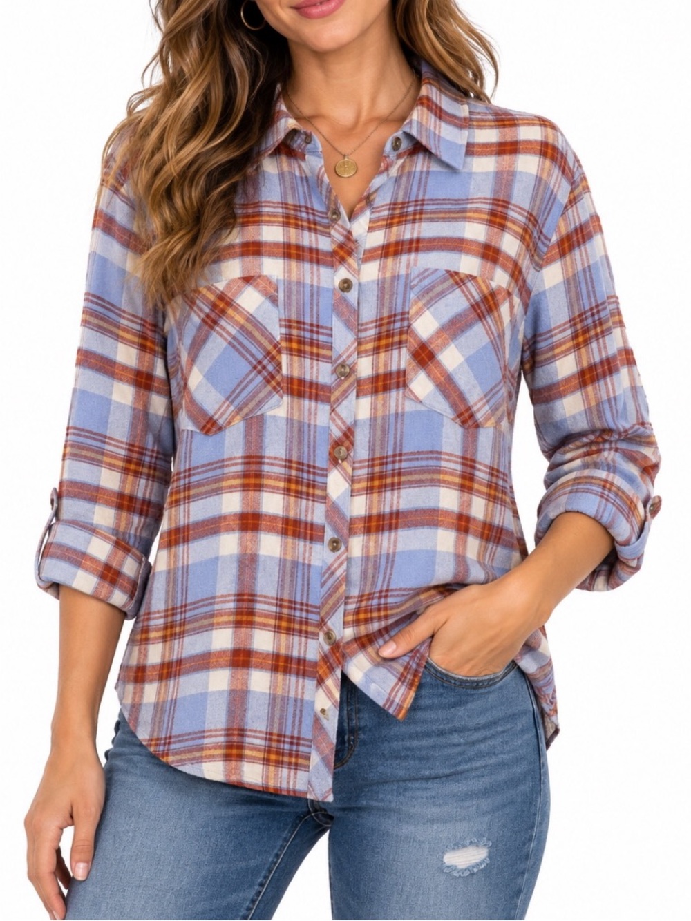 Maurices Blue Cabin Plaid Flannel Shirt, size 1x